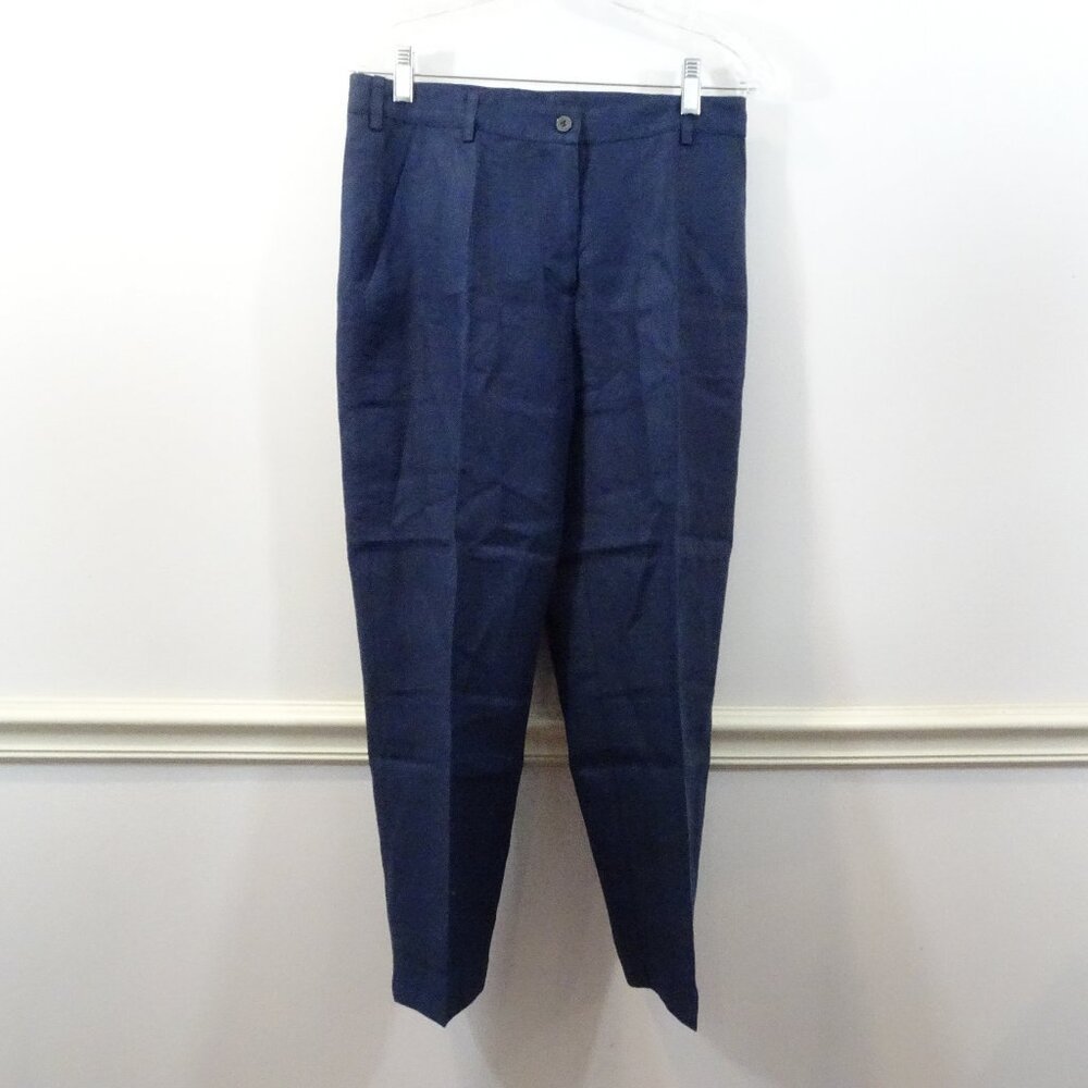 Socapri 100% Flax Dark Blue Pants Size 42 made in Italy Trousers